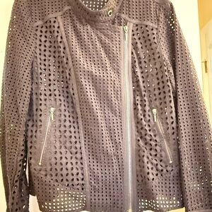 White House Black Market Women's Perforated Jacket - Black